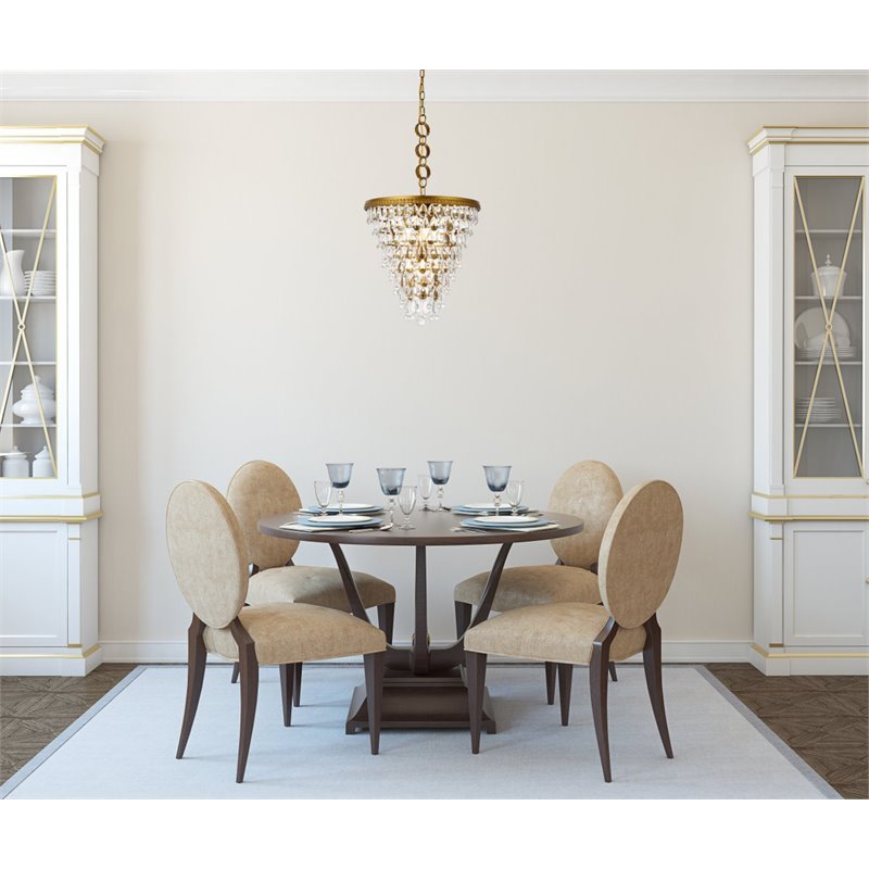 Elegant Lighting Nordic 5-Lights Contemporary Iron and Glass Pendant in Brass