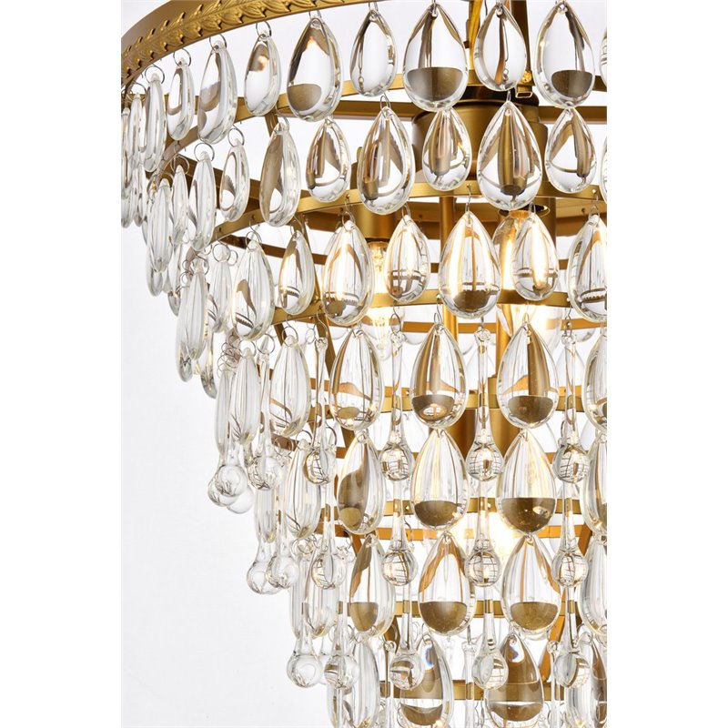 Elegant Lighting Nordic 5-Lights Contemporary Iron and Glass Pendant in Brass