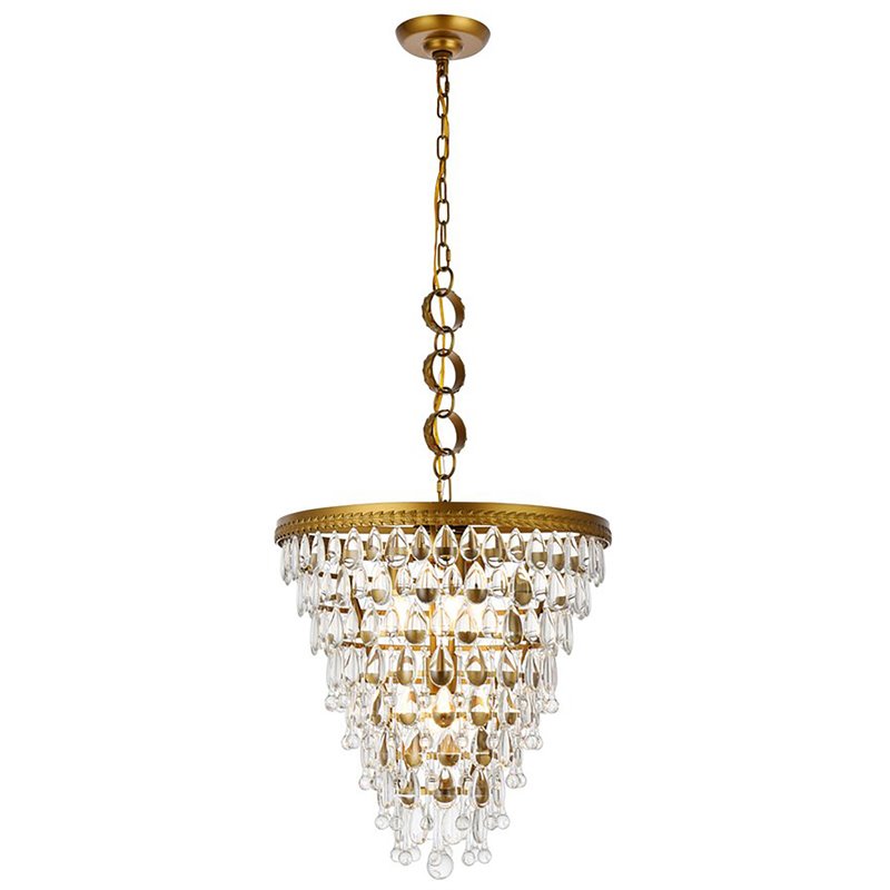 Elegant Lighting Nordic 5-Lights Contemporary Iron and Glass Pendant in Brass
