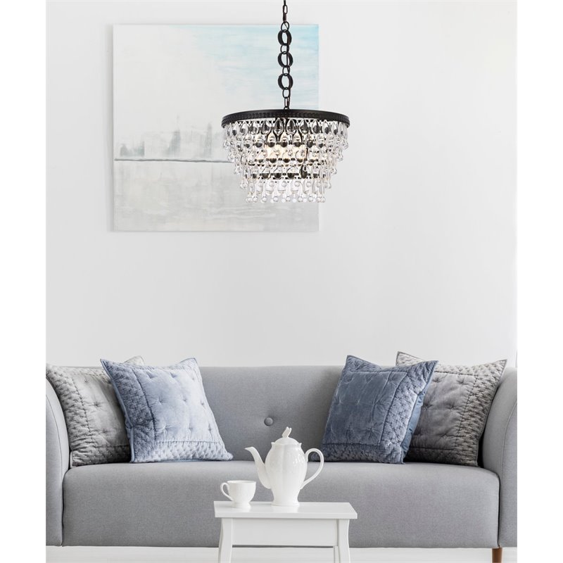 Elegant Lighting Nordic 5-Light Contemporary Iron and Glass Pendant in Black