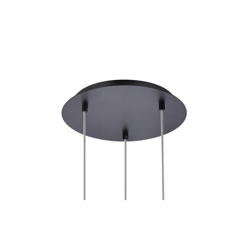 Elegant Lighting Eren 3-Light Stainless Steel and Crystal Glass Pendant in Black