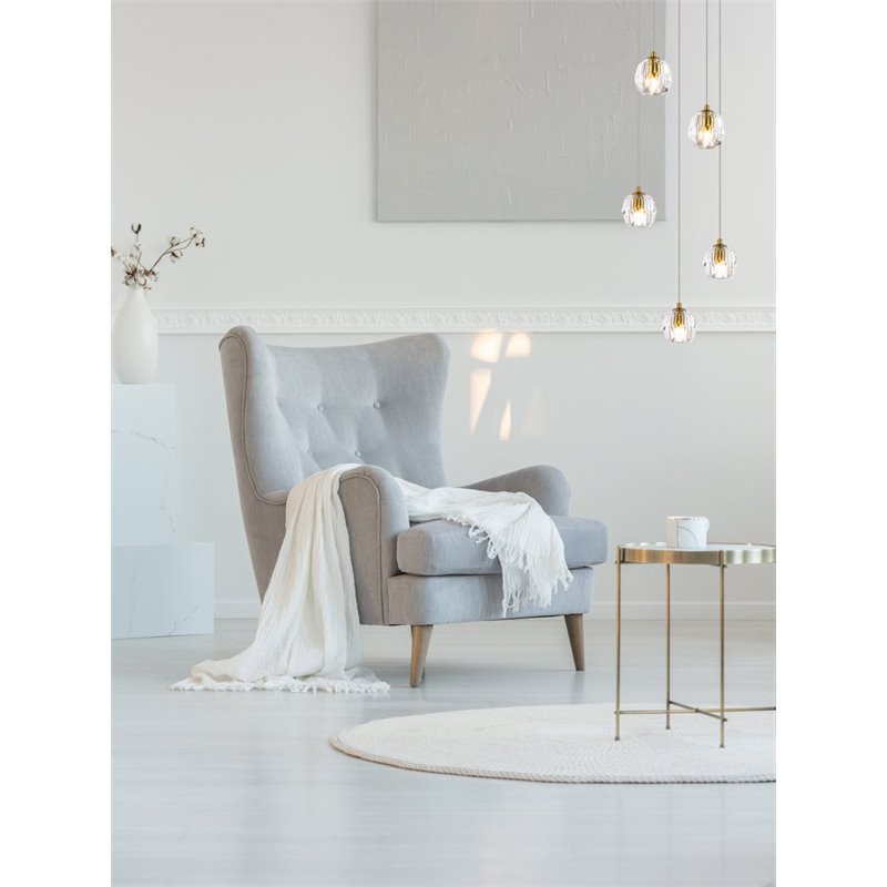 Elegant Lighting Eren 5-Light Stainless Steel and Glass Pendant in Gold