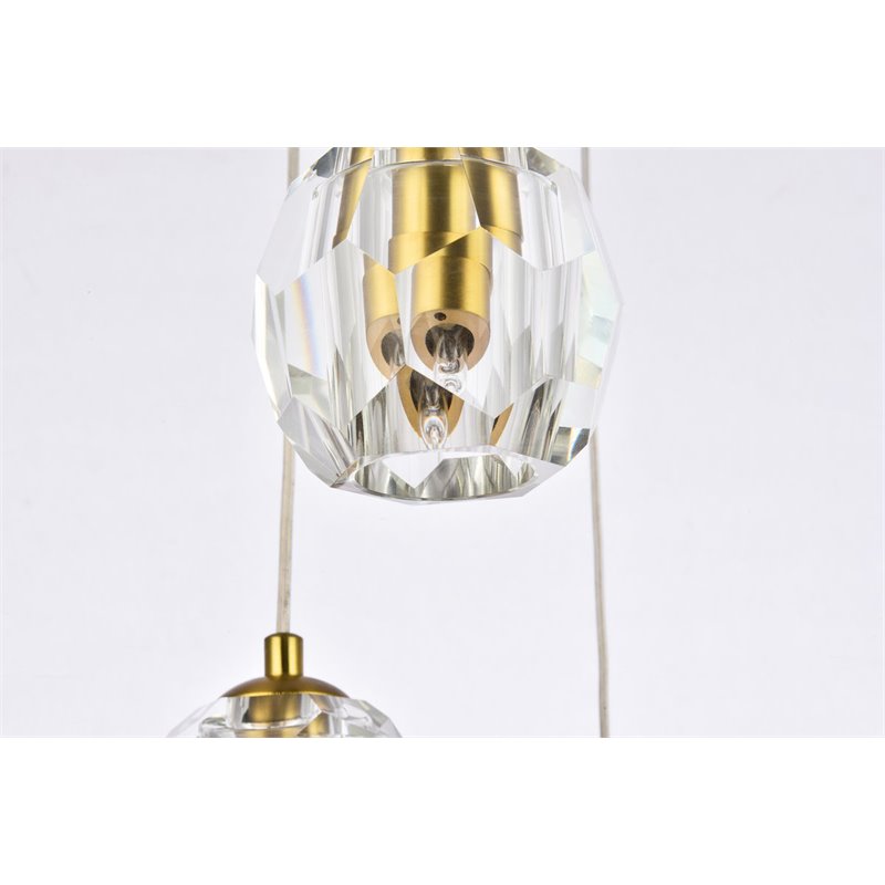 Elegant Lighting Eren 5-Light Stainless Steel and Glass Pendant in Gold