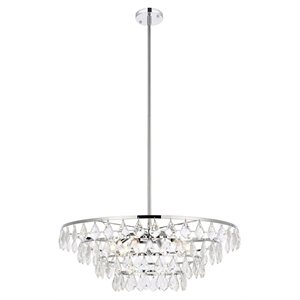 Elegant Lighting Ella 28&quot Contemporary Iron and Crystal Pendant in Chrome