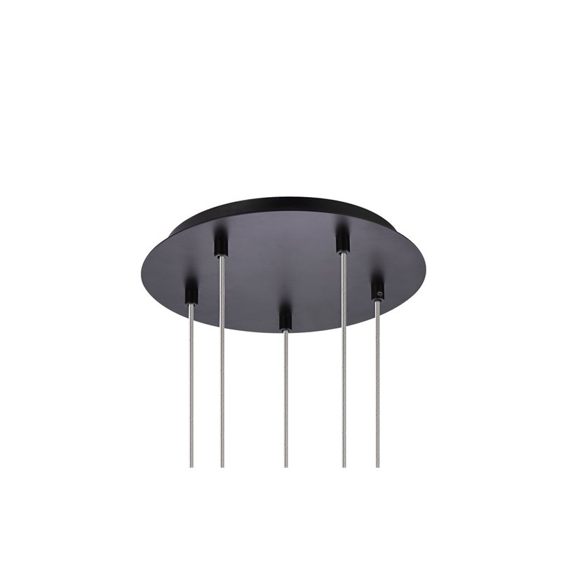 Elegant Lighting Eren 5-Light Stainless Steel and Crystal Glass Pendant in Black