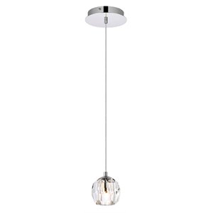 Elegant Lighting Eren 1-Light Stainless Steel and Glass Pendant in Chrome