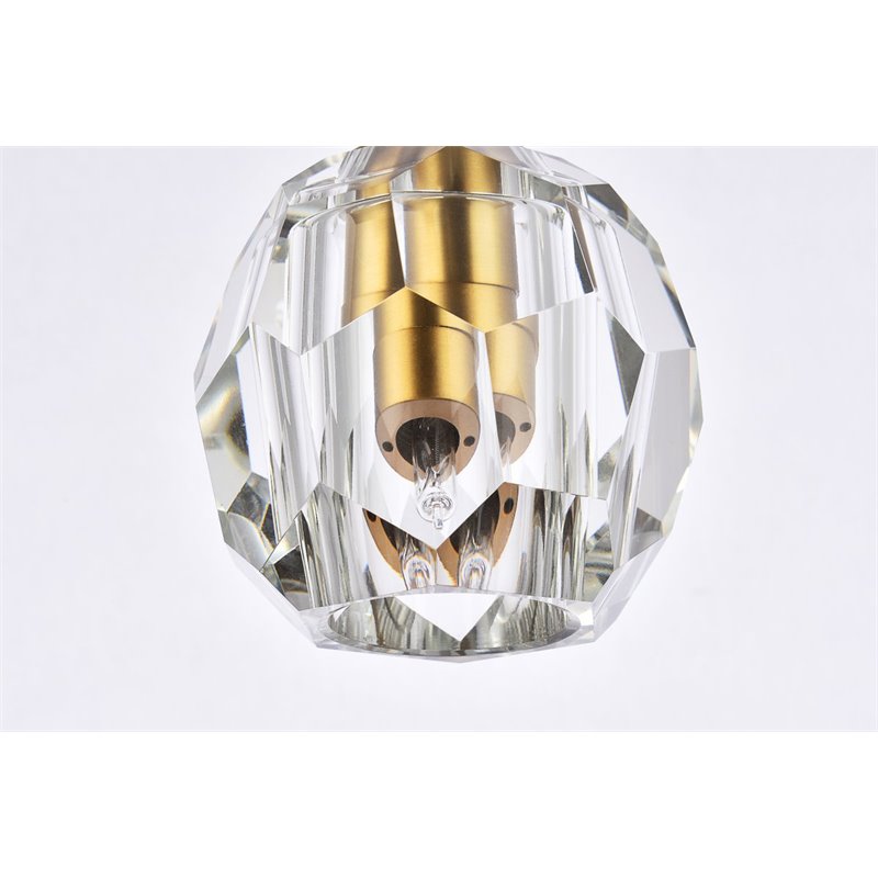Elegant Lighting Eren 1-Light Stainless Steel and Glass Pendant in Gold