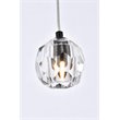 Elegant Lighting Eren 1-Light Stainless Steel and Glass Pendant in Black
