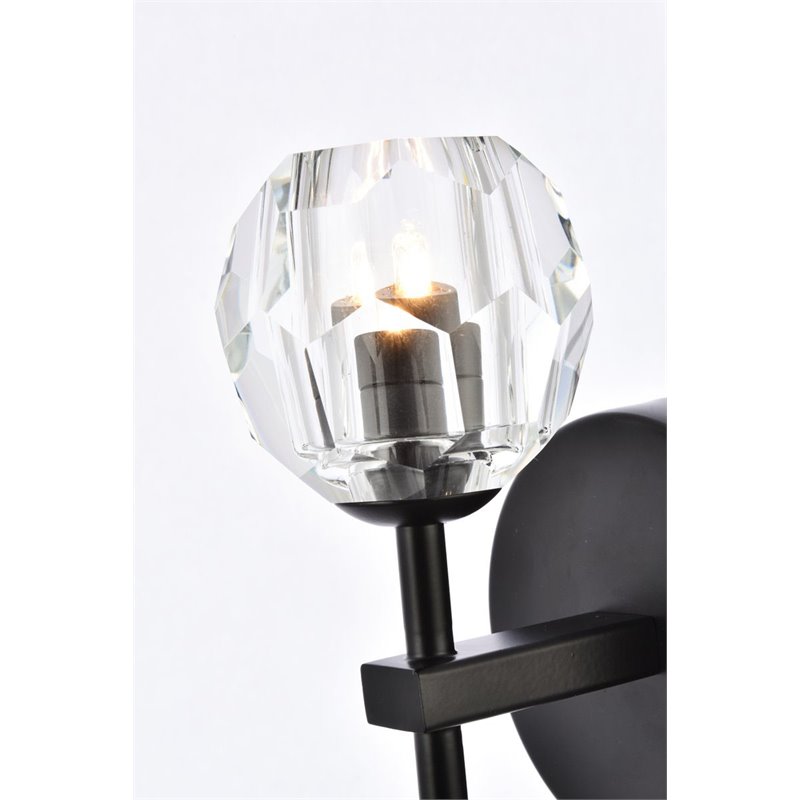 Elegant Lighting Eren 1-Light Stainless Steel and Glass Wall Sconce in Black