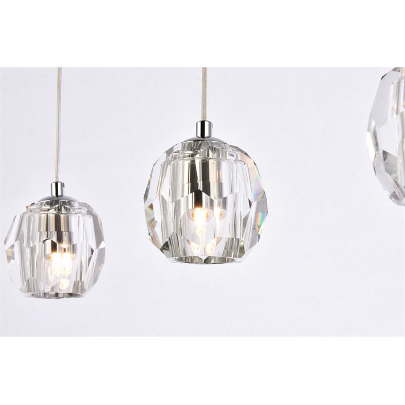 Elegant Lighting Eren 3-Light Stainless Steel & Glass Pendant in Chrome