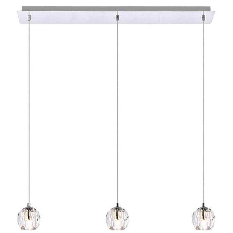 Elegant Lighting Eren 3-Light Stainless Steel & Glass Pendant in Chrome