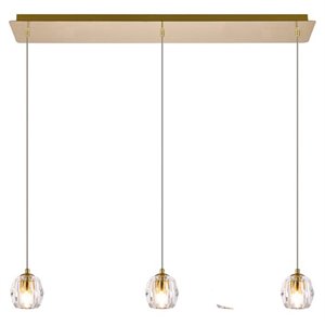 Elegant Lighting Eren 3-Light Stainless Steel and Glass Pendant in Gold