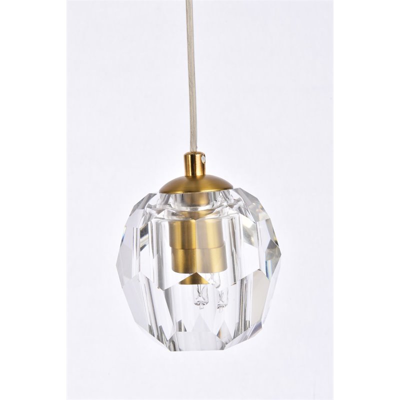 Elegant Lighting Eren 5-Light Stainless Steel and Crystal Glass Pendant in Gold