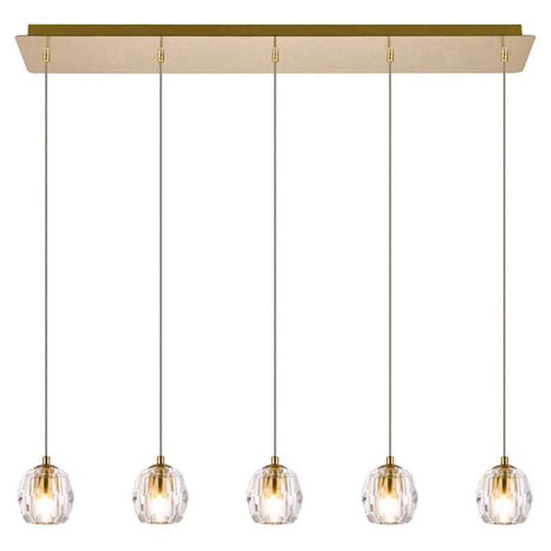 Elegant Lighting Eren 5-Light Stainless Steel and Crystal Glass Pendant in Gold