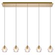 Elegant Lighting Eren 5-Light Stainless Steel and Crystal Glass Pendant in Gold