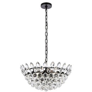 Elegant Lighting Emilia 20&quot Contemporary Iron and Crystal Pendant in Black