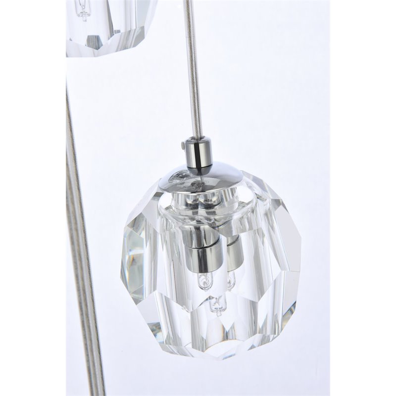 Elegant Lighting Eren 24-Light Stainless Steel and Glass Pendant in Chrome