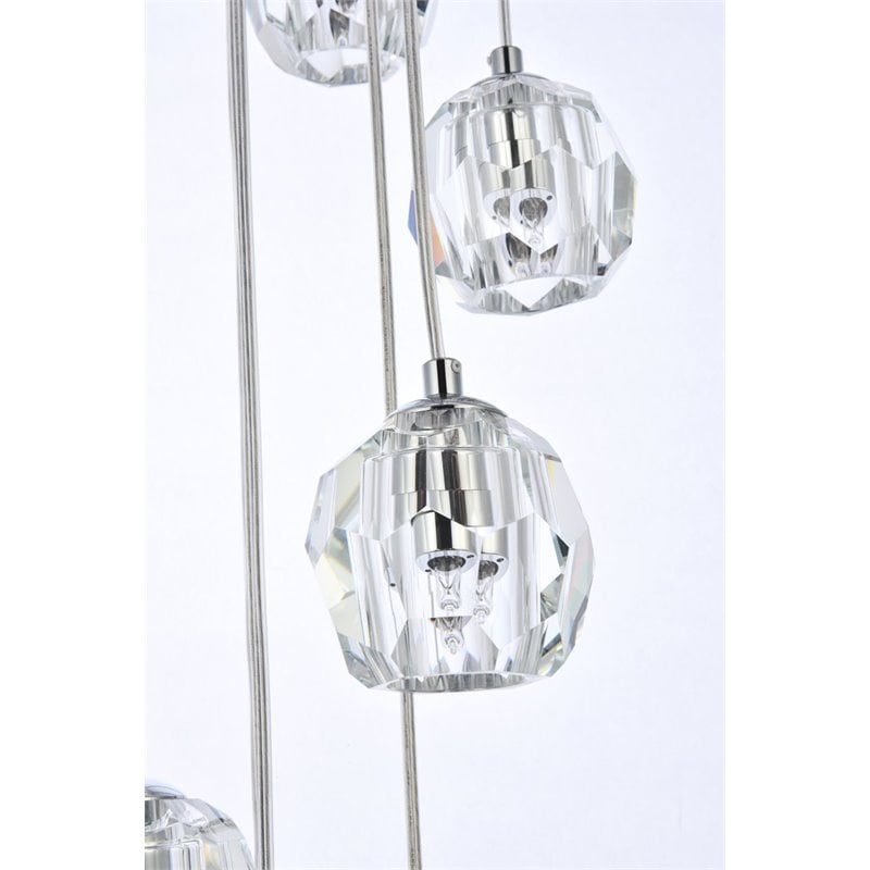 Elegant Lighting Eren 24-Light Stainless Steel and Glass Pendant in Chrome