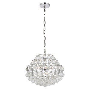 Elegant Lighting Savannah 16&quot Contemporary Iron and Crystal Pendant in Chrome
