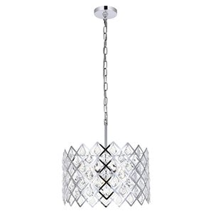 Elegant Lighting Lyla 16&quot Contemporary Iron and Crystal Pendant in Chrome