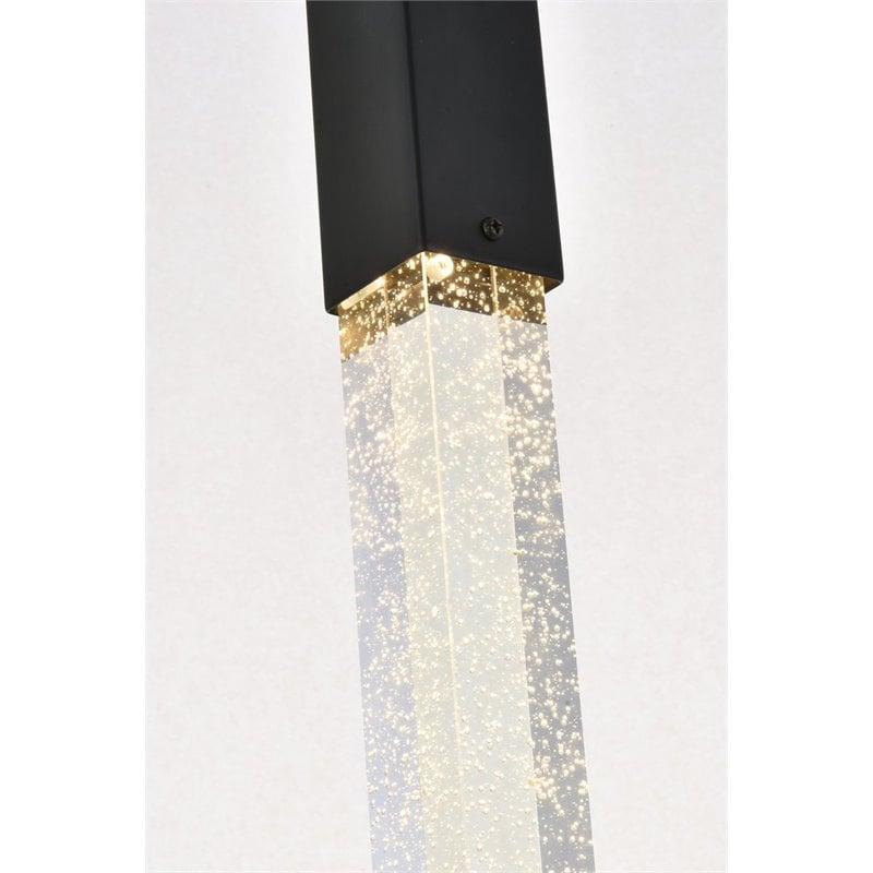 Elegant Lighting Weston 1-Light Modern Metal and Crystal Pendant in Black