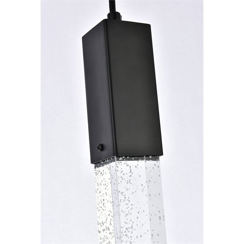 Elegant Lighting Weston 1-Light Modern Metal and Crystal Pendant in Black