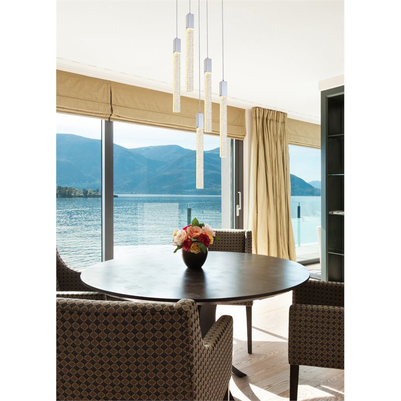 Elegant Lighting Weston 5-Light Modern Metal and Crystal Pendant - Chrome