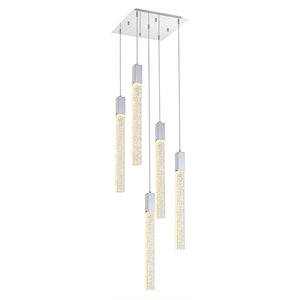 Elegant Lighting Weston 5-Light Modern Metal and Crystal Pendant - Chrome