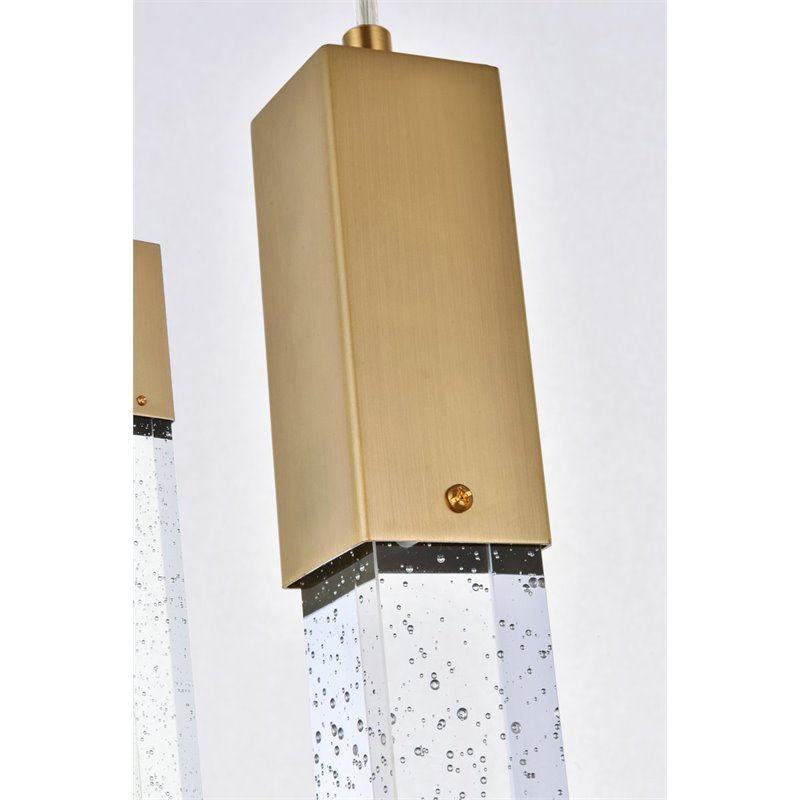 Elegant Lighting Weston 9-Light Modern Metal and Crystal Pendant in Satin Gold