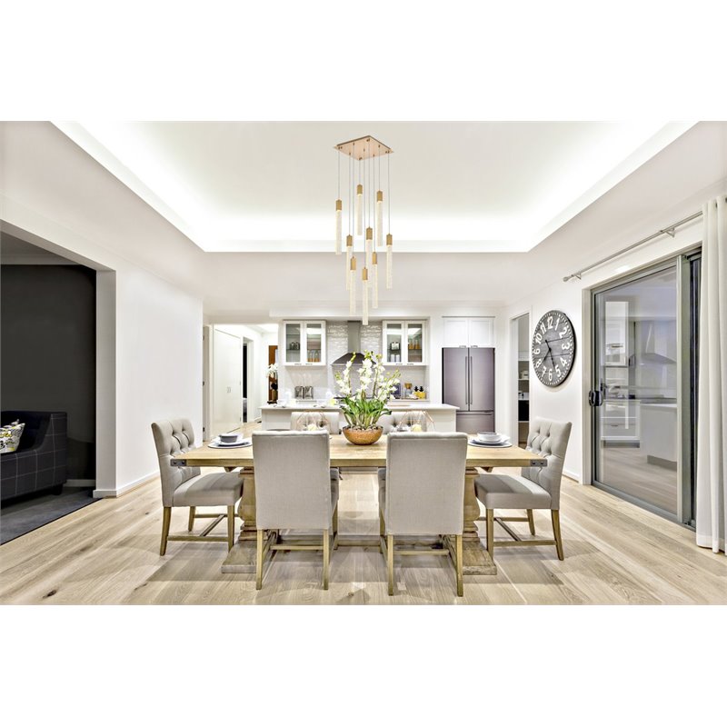 Elegant Lighting Weston 9-Light Modern Metal and Crystal Pendant in Satin Gold