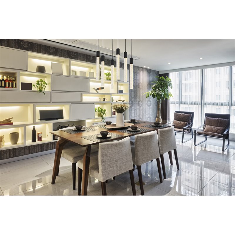 Elegant Lighting Weston 6-Lights Modern Metal and Crystal Pendant in Black
