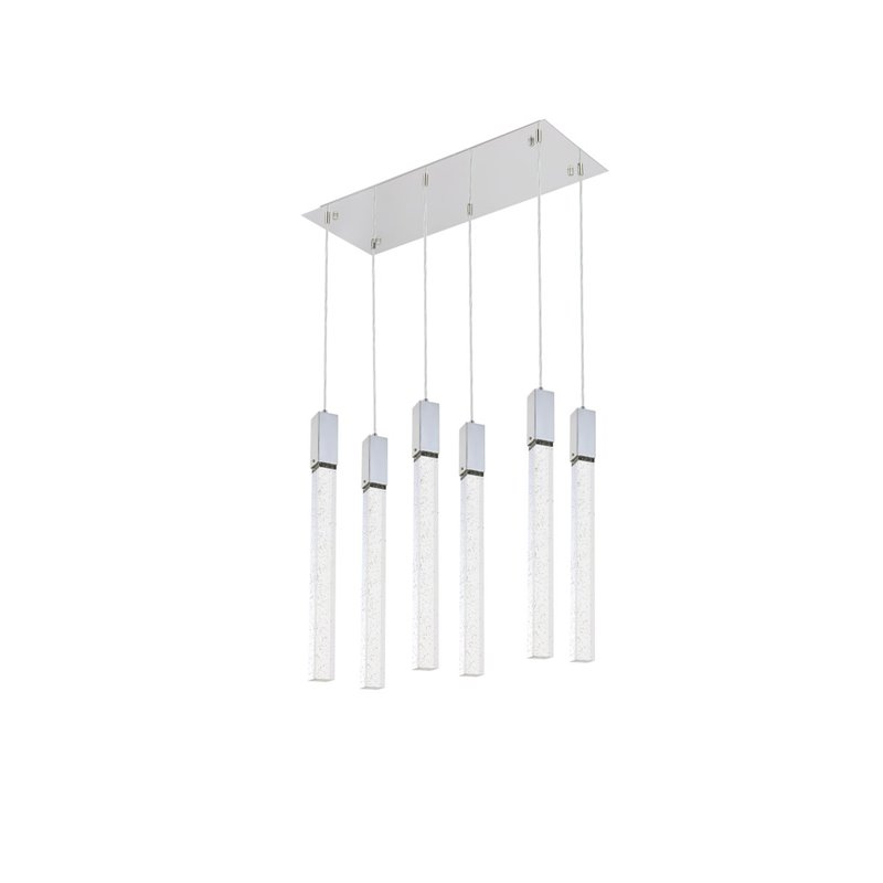 Elegant Lighting Weston 6-Lights Modern Metal and Crystal Pendant in Chrome