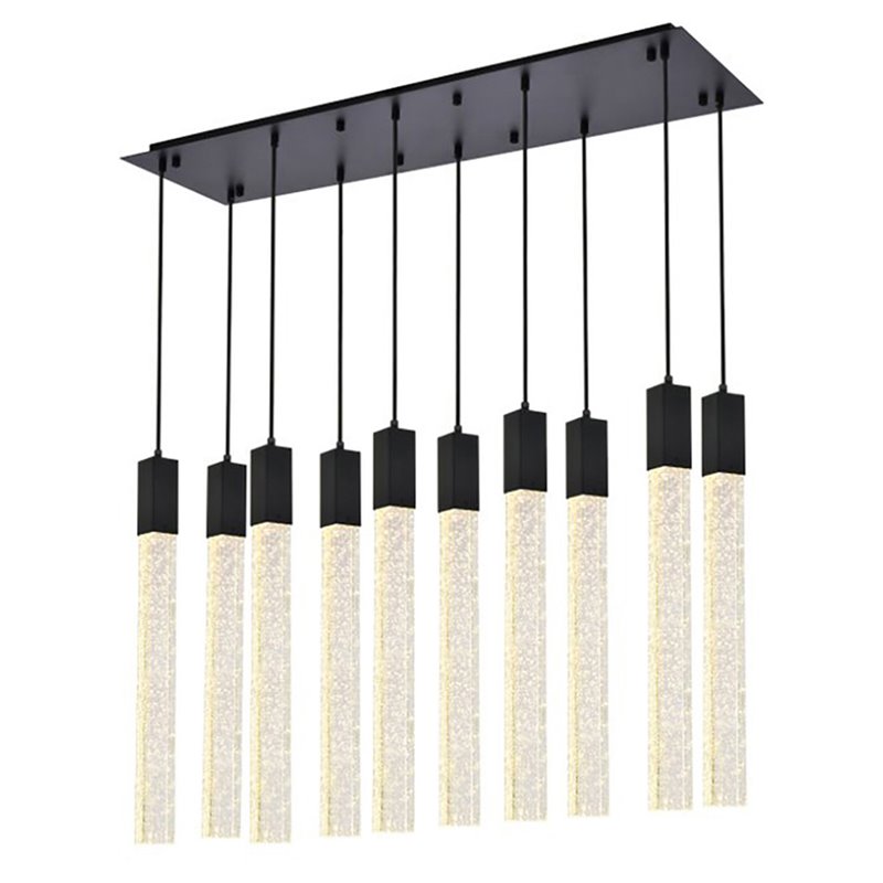 Elegant Lighting Weston 10-Lights Modern Metal and Crystal Pendant in Black