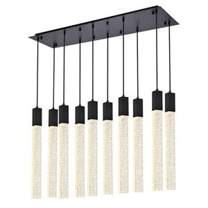 Elegant Lighting Weston 10-Lights Modern Metal and Crystal Pendant in Black