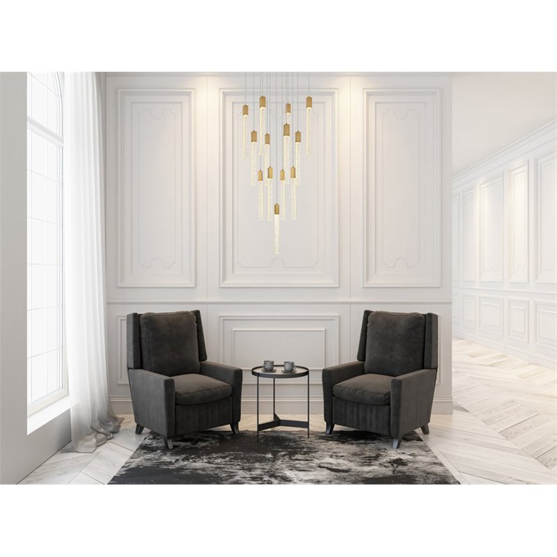 Elegant Lighting Weston 13-Light Modern Metal and Crystal Pendant in Satin Gold