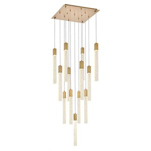 Elegant Lighting Weston 13-Light Modern Metal and Crystal Pendant in Satin Gold