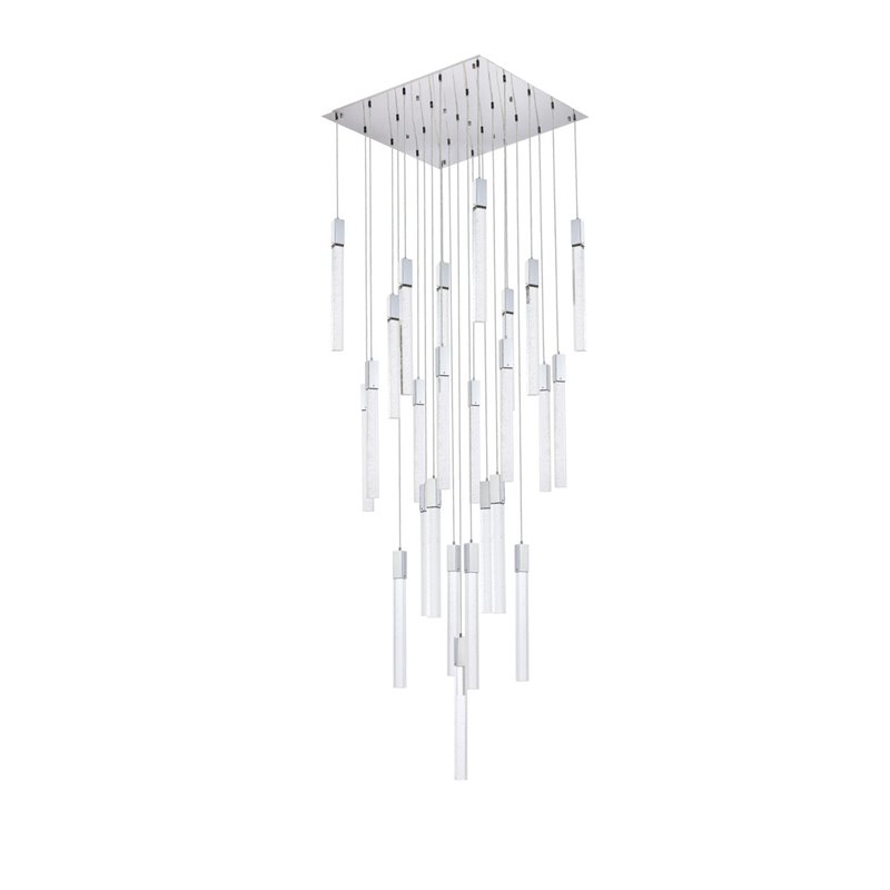 Elegant Lighting Weston 25-Light Modern Metal and Crystal Pendant in Chrome