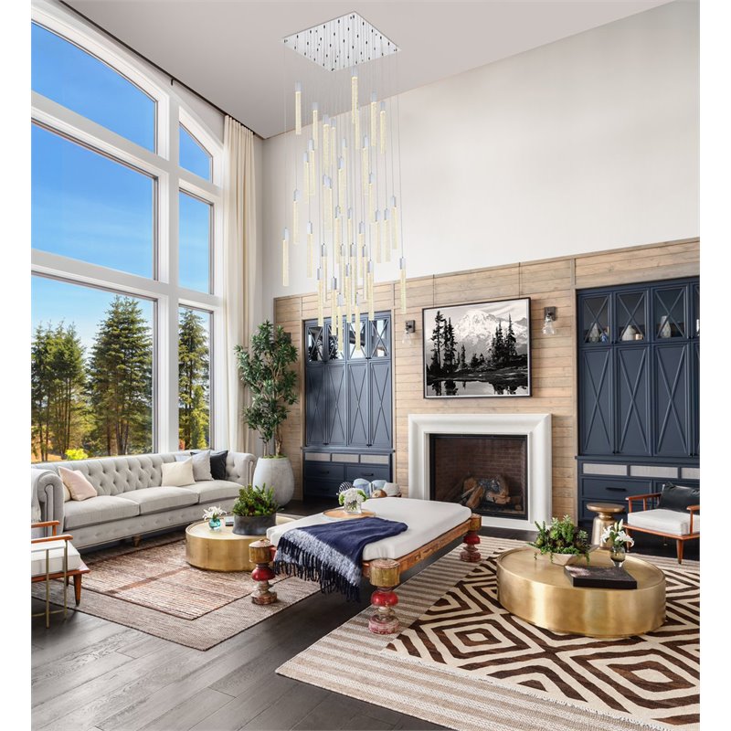 Elegant Lighting Weston 36-Lights Modern Metal and Crystal Pendant in Chrome