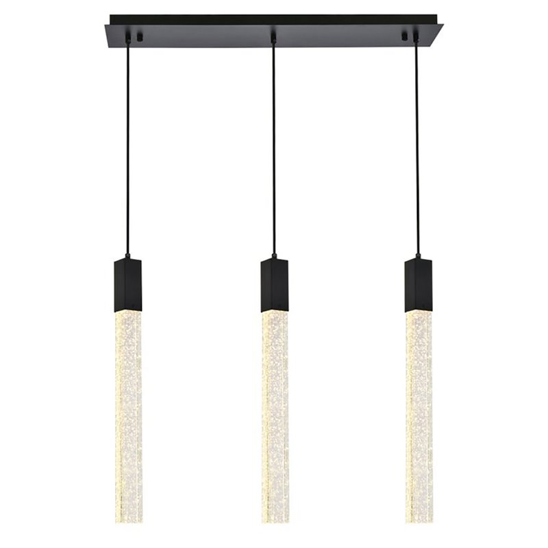 Elegant Lighting Weston 3-Lights Modern Metal and Crystal Pendant in Black