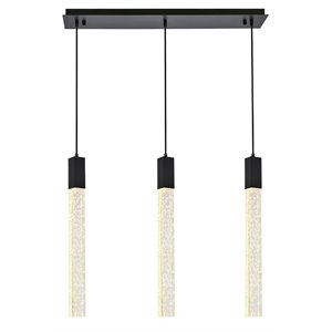 Elegant Lighting Weston 3-Lights Modern Metal and Crystal Pendant in Black