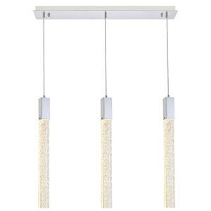 Elegant Lighting Weston 3-Lights Modern Metal and Crystal Pendant in Chrome