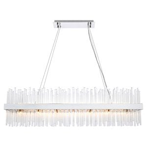 Elegant Lighting Dallas 48&quot Rectangle Iron and Crystal Pendant in Chrome