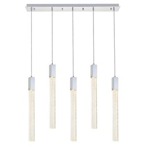 Elegant Lighting Weston 5-Lights Modern Metal and Crystal Pendant in Chrome