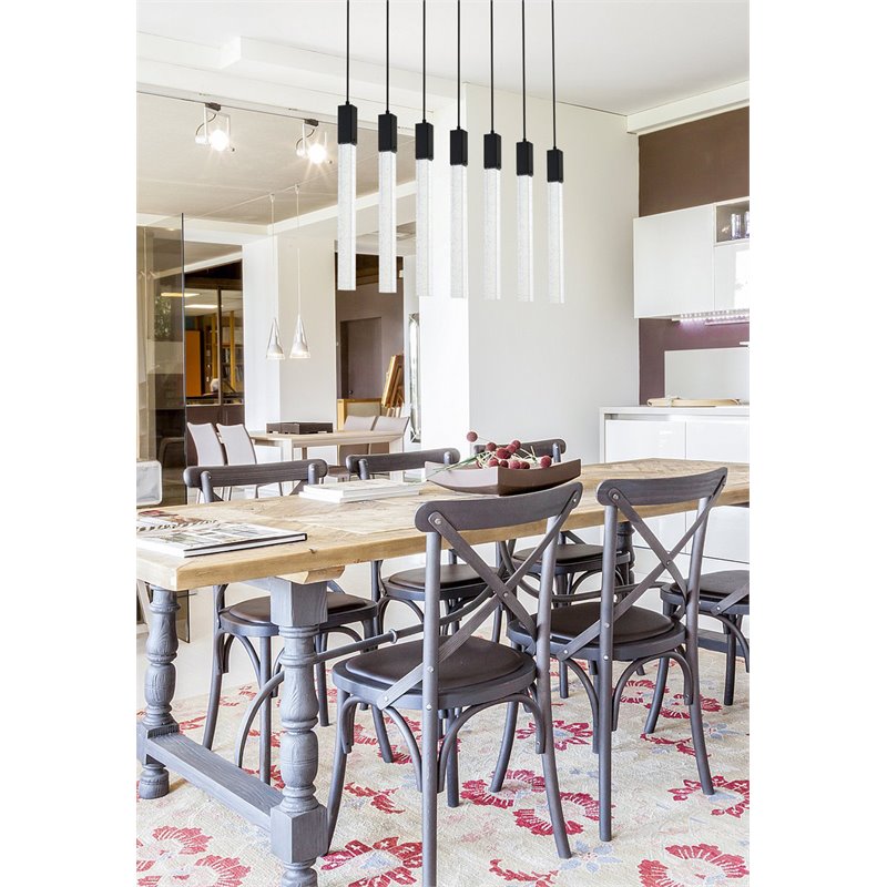 Elegant Lighting Weston 7-Lights Modern Metal and Crystal Pendant in Black