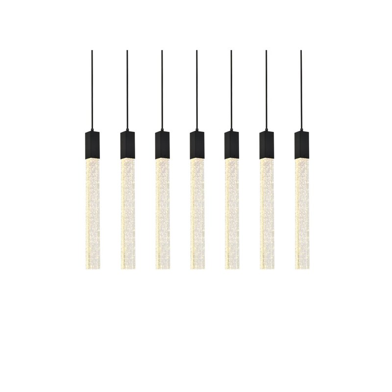 Elegant Lighting Weston 7-Lights Modern Metal and Crystal Pendant in Black