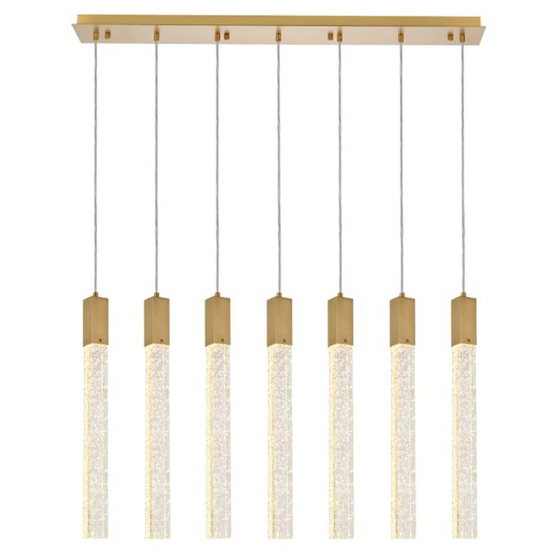 Elegant Lighting Weston 7-Lights Modern Metal and Crystal Pendant in Satin Gold