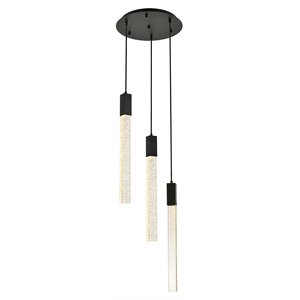 Elegant Lighting Weston 3-Light Modern Metal and Crystal Pendant in Black
