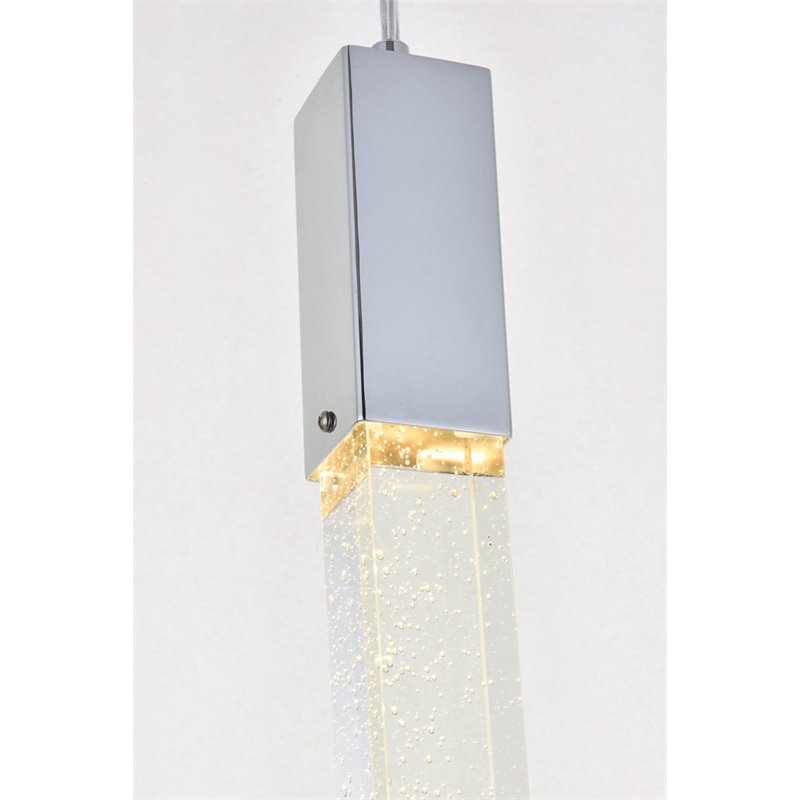 Elegant Lighting Weston 3-Light Modern Metal and Crystal Pendant in Chrome