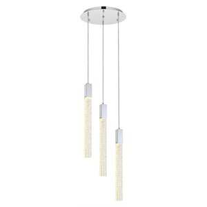 Elegant Lighting Weston 3-Light Modern Metal and Crystal Pendant in Chrome