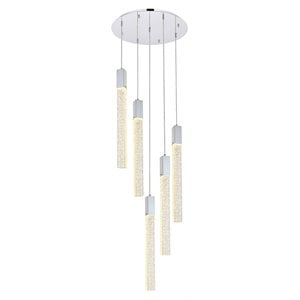 Elegant Lighting Weston 5-Light Modern Metal and Crystal Pendant in Chrome